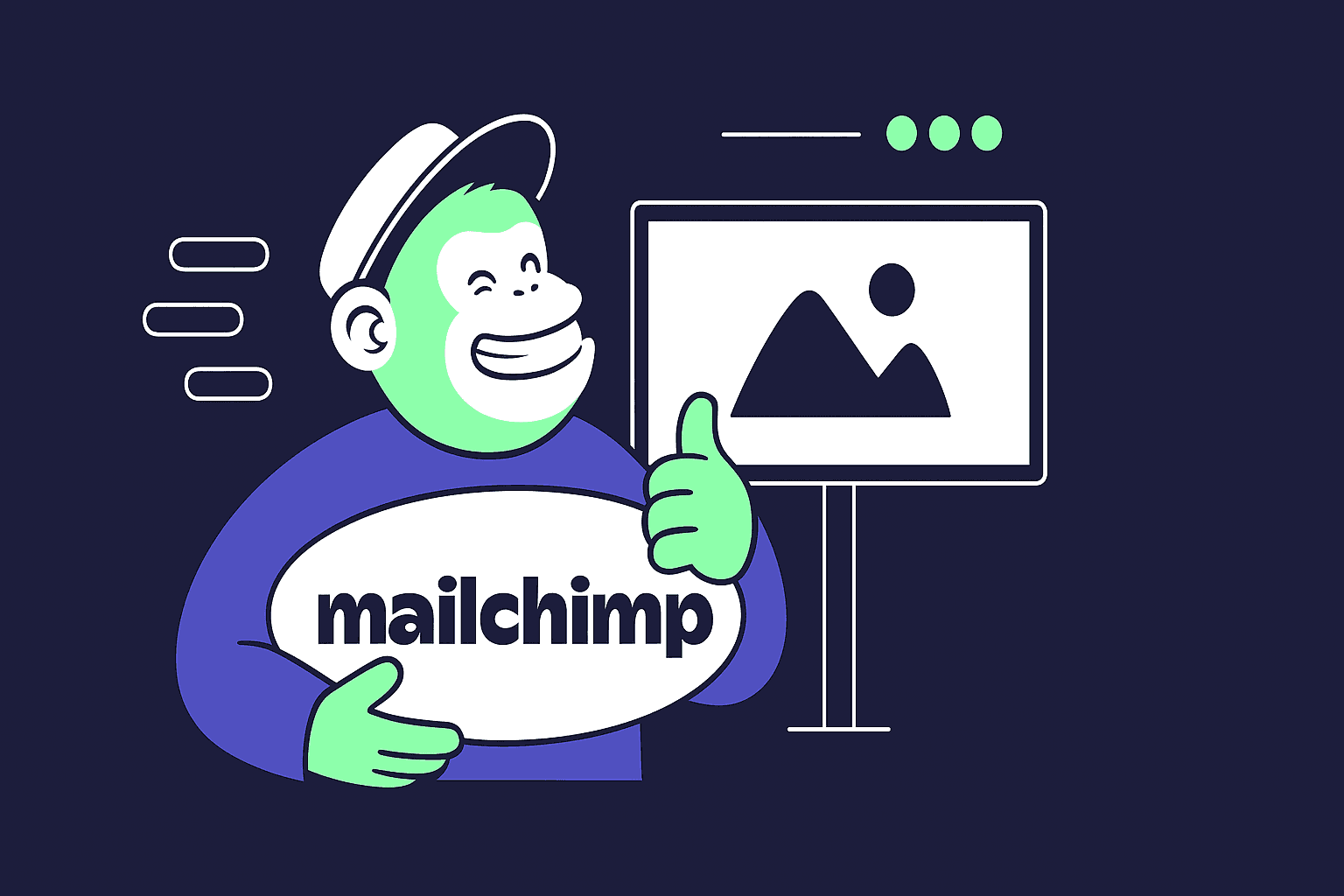 mail chimp in front of monitor