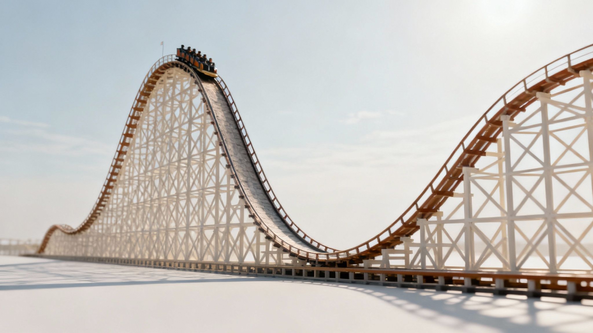 A graph showing a steep drop from a peak to a trough, illustrating the concept of maximum drawdown.