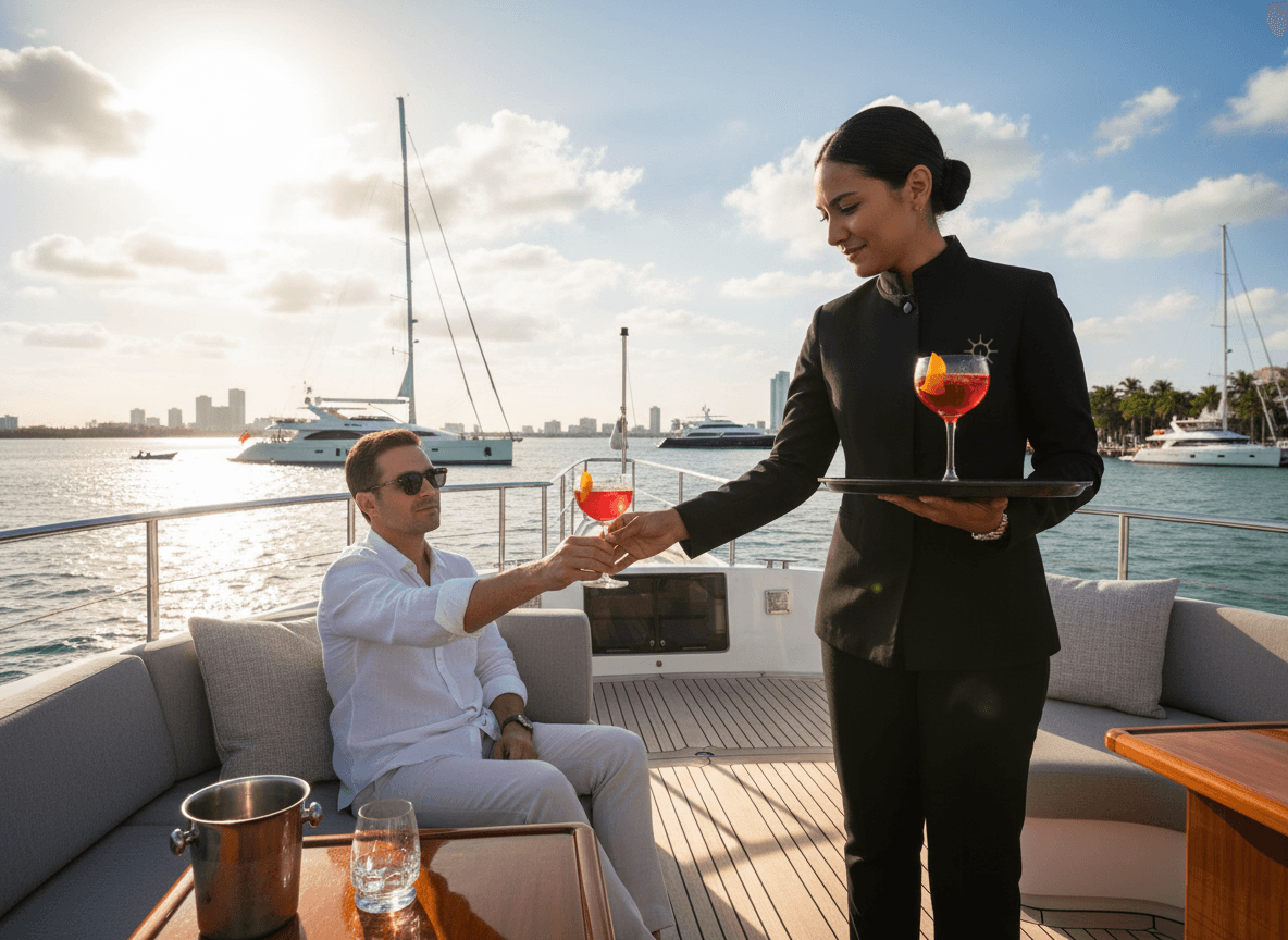 Detalle de interior náutico preparado para bienestar a bordo