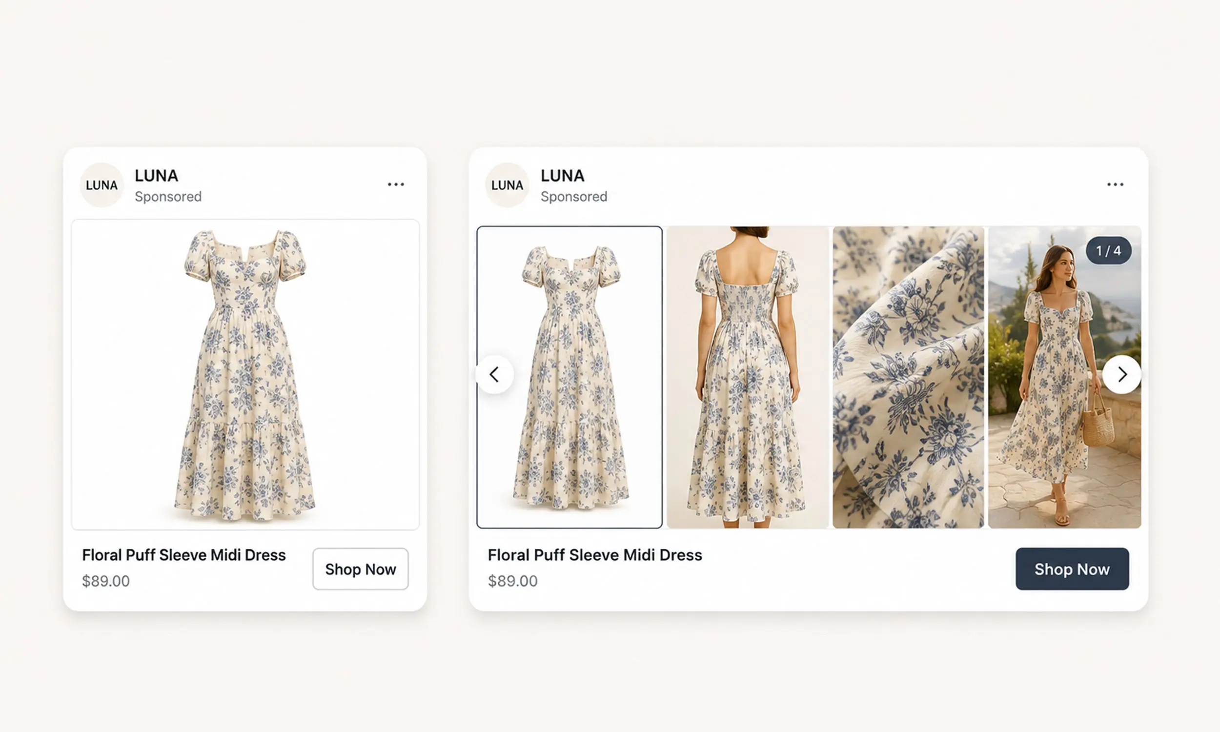 How big brands show multiple images per product in catalog ads