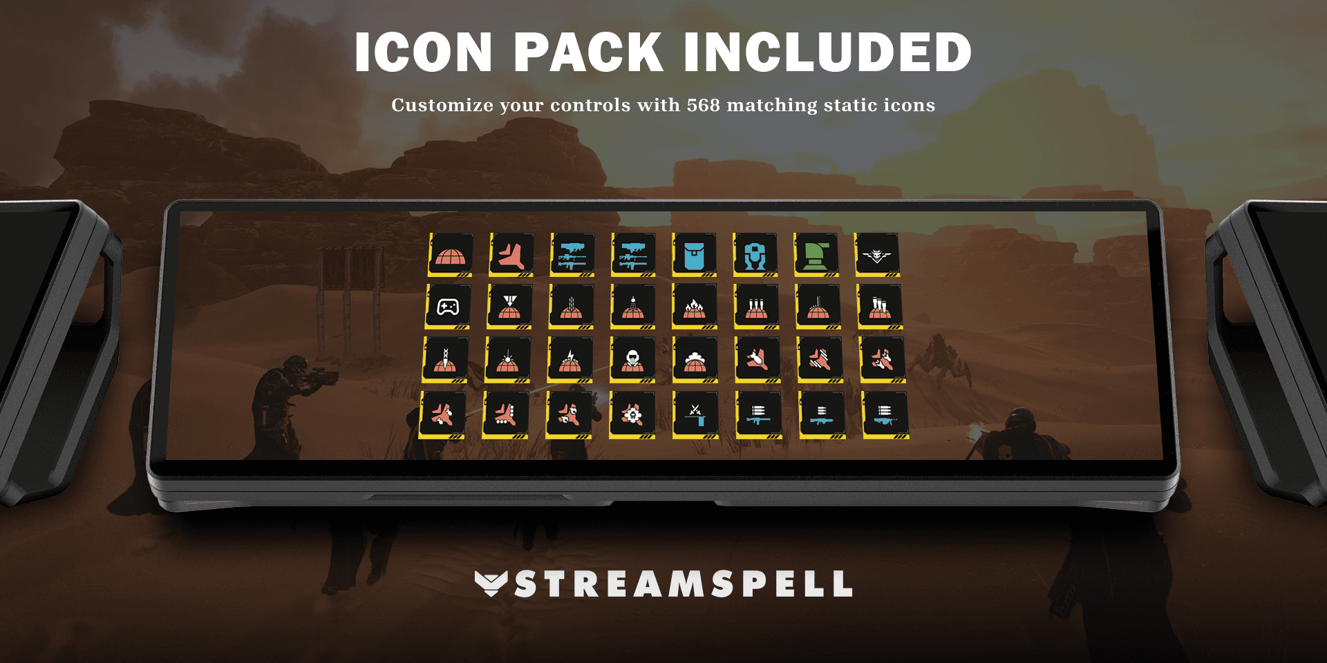 Helldivers 2 XENEON EDGE icon-pack preview showing matching stratagem symbols