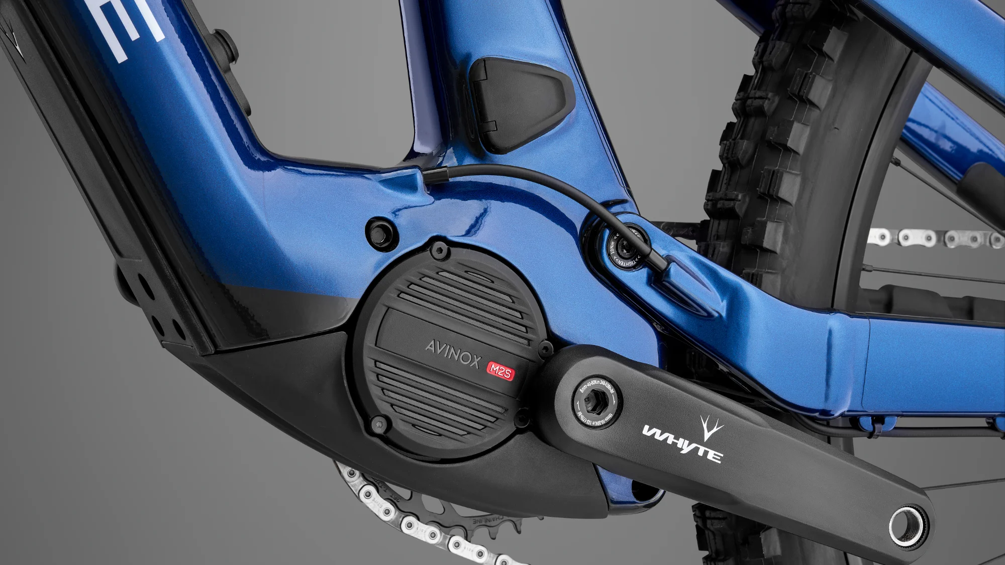 Close up of Whyte Karve Evo Avinox motor integration within the frame industrial design