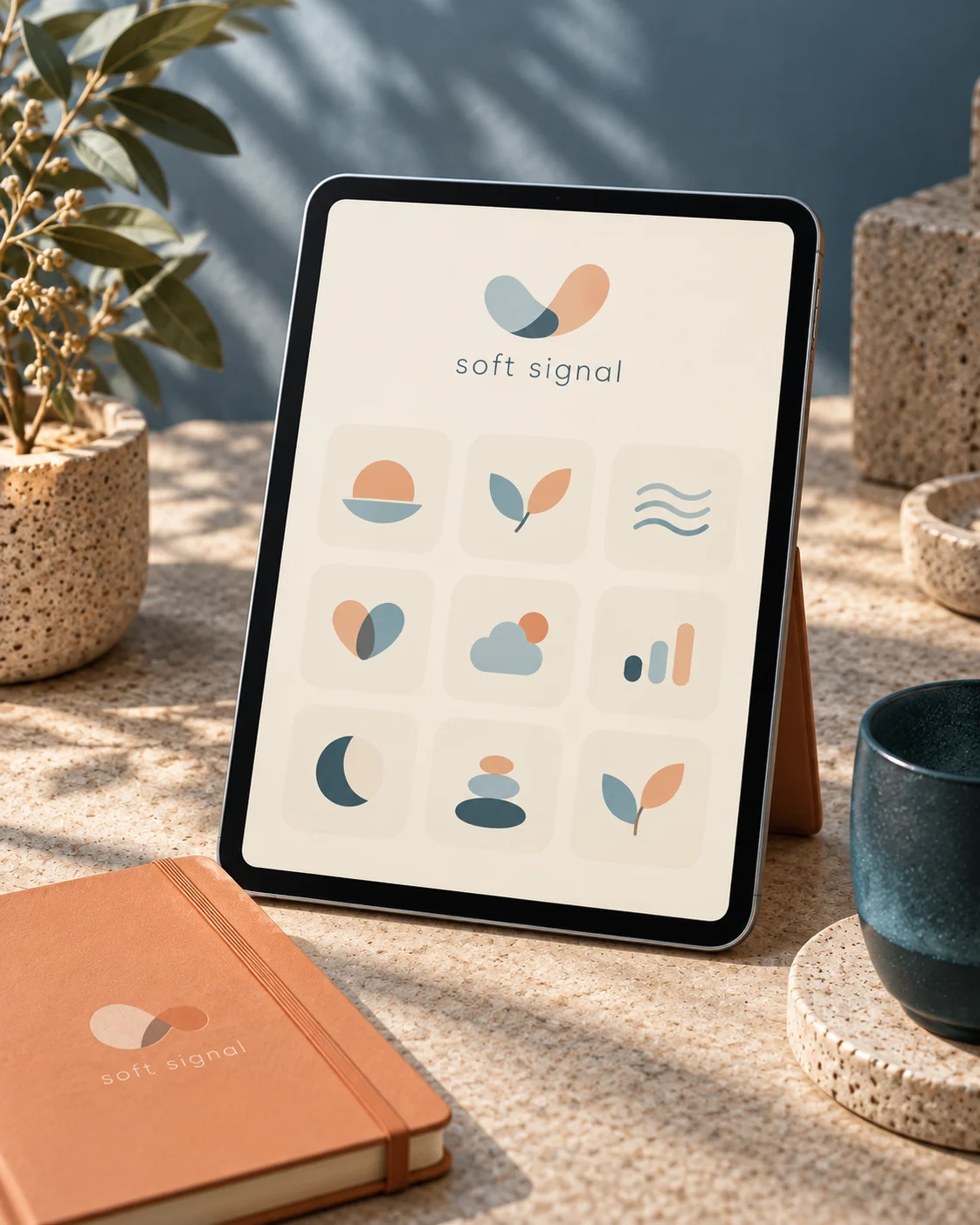 Soft Signal — digital icon family brand application