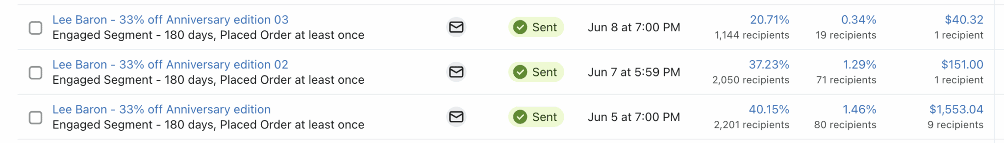 Sneaker Store Lee Baron made $10K+ with email marketing