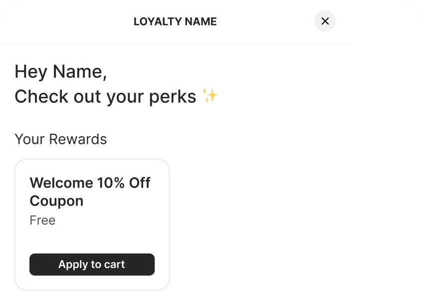 UI component showing the different states of the loyalty widget drawer