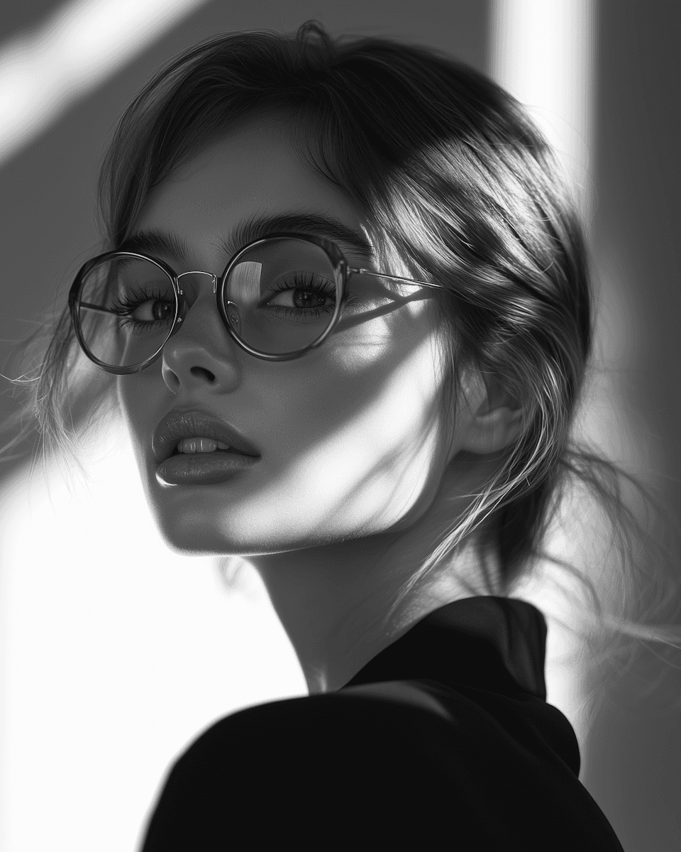 Black and white portrait of a girl