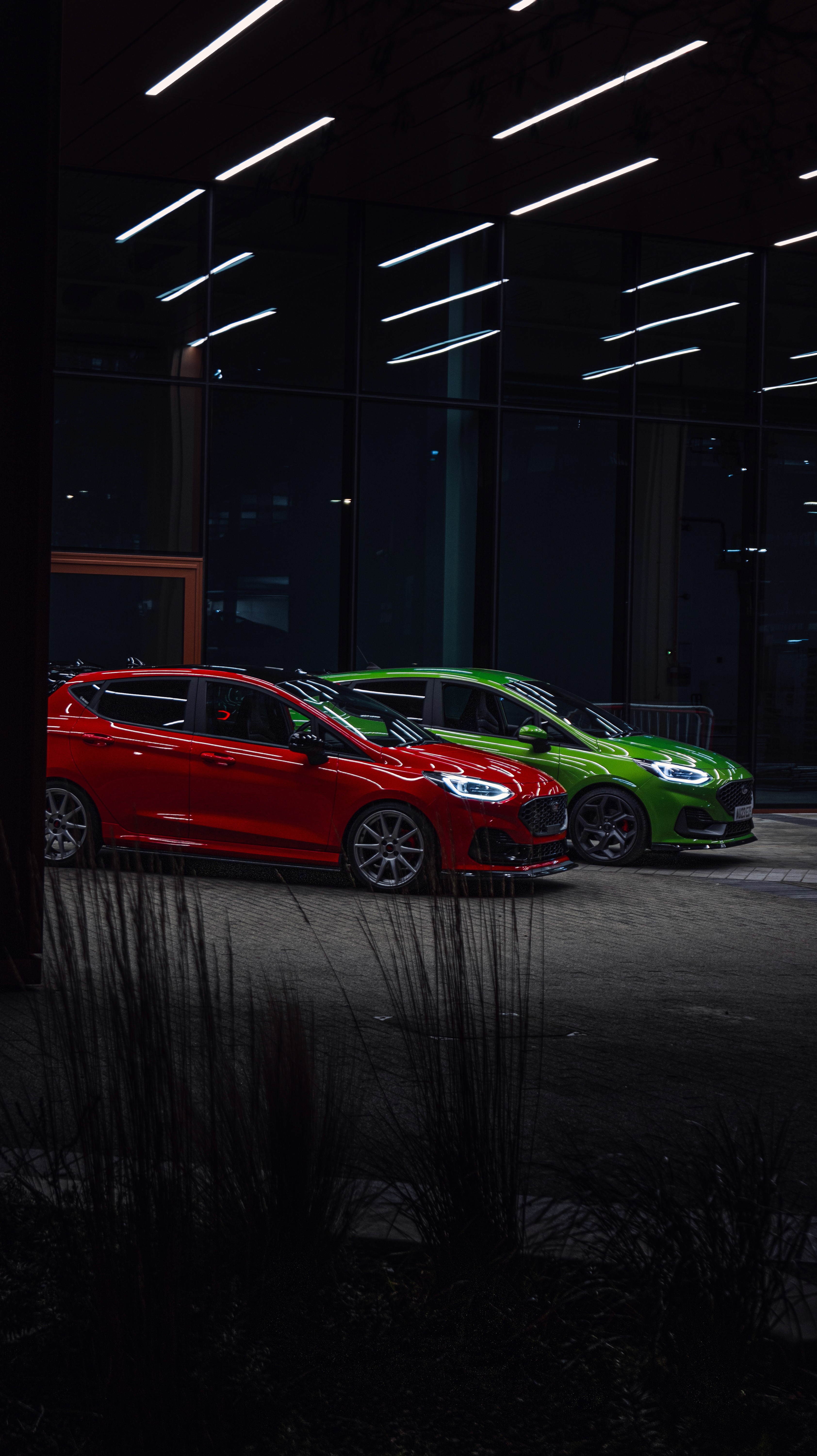 Two fiesta st's car shoot at night