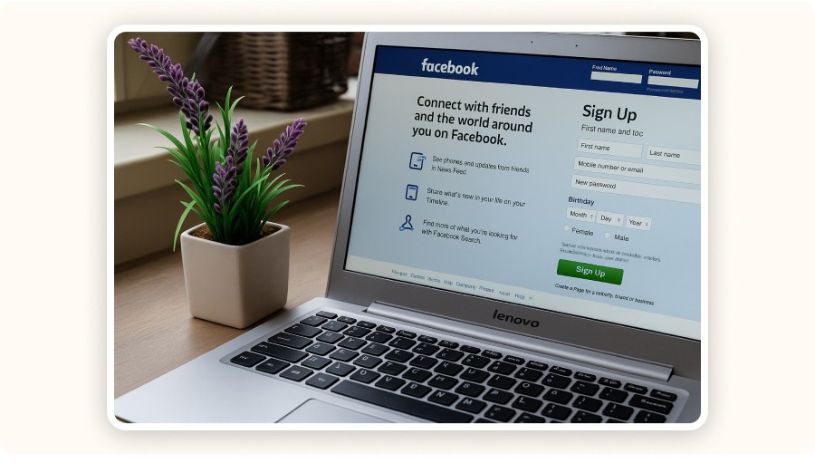 Facebook homepage on a screen