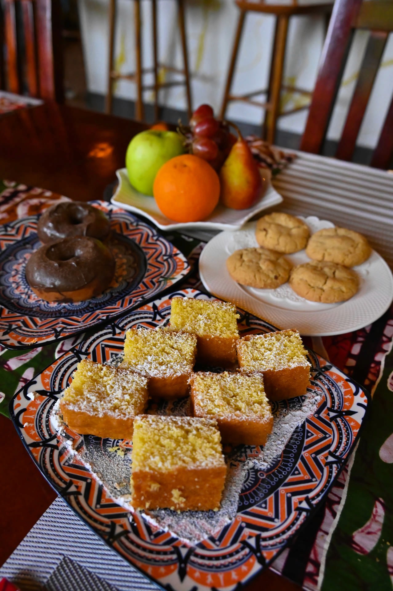 Fresh pastries and fruit for breakfast