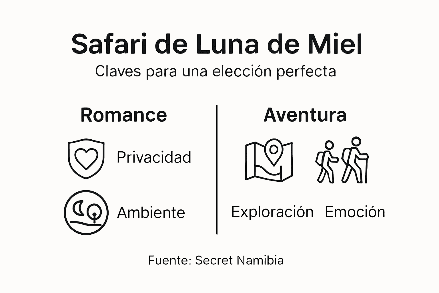 Infografía: aspectos imprescindibles para un safari de luna de miel