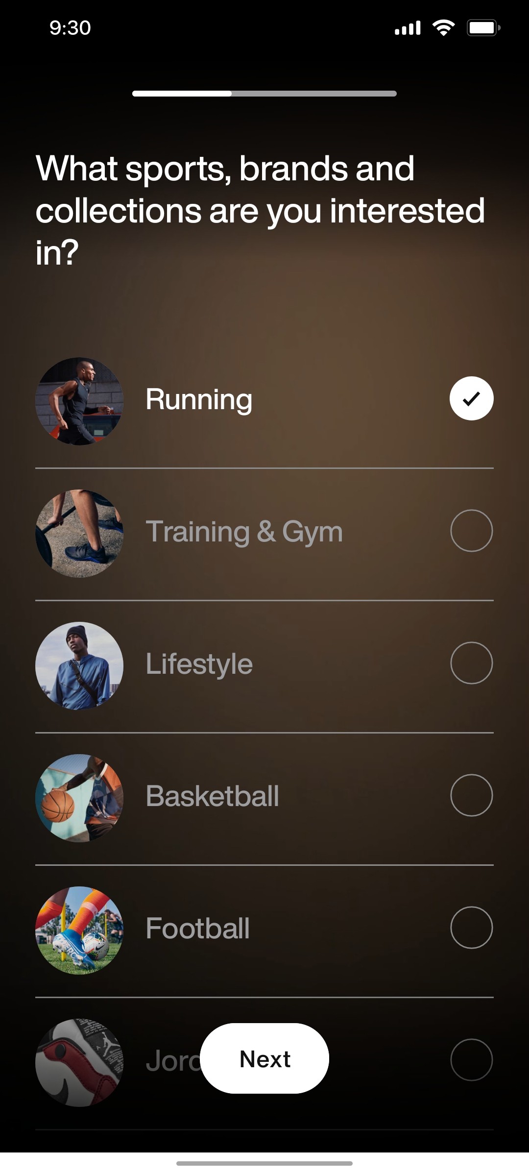 Nike App Next Screen 1