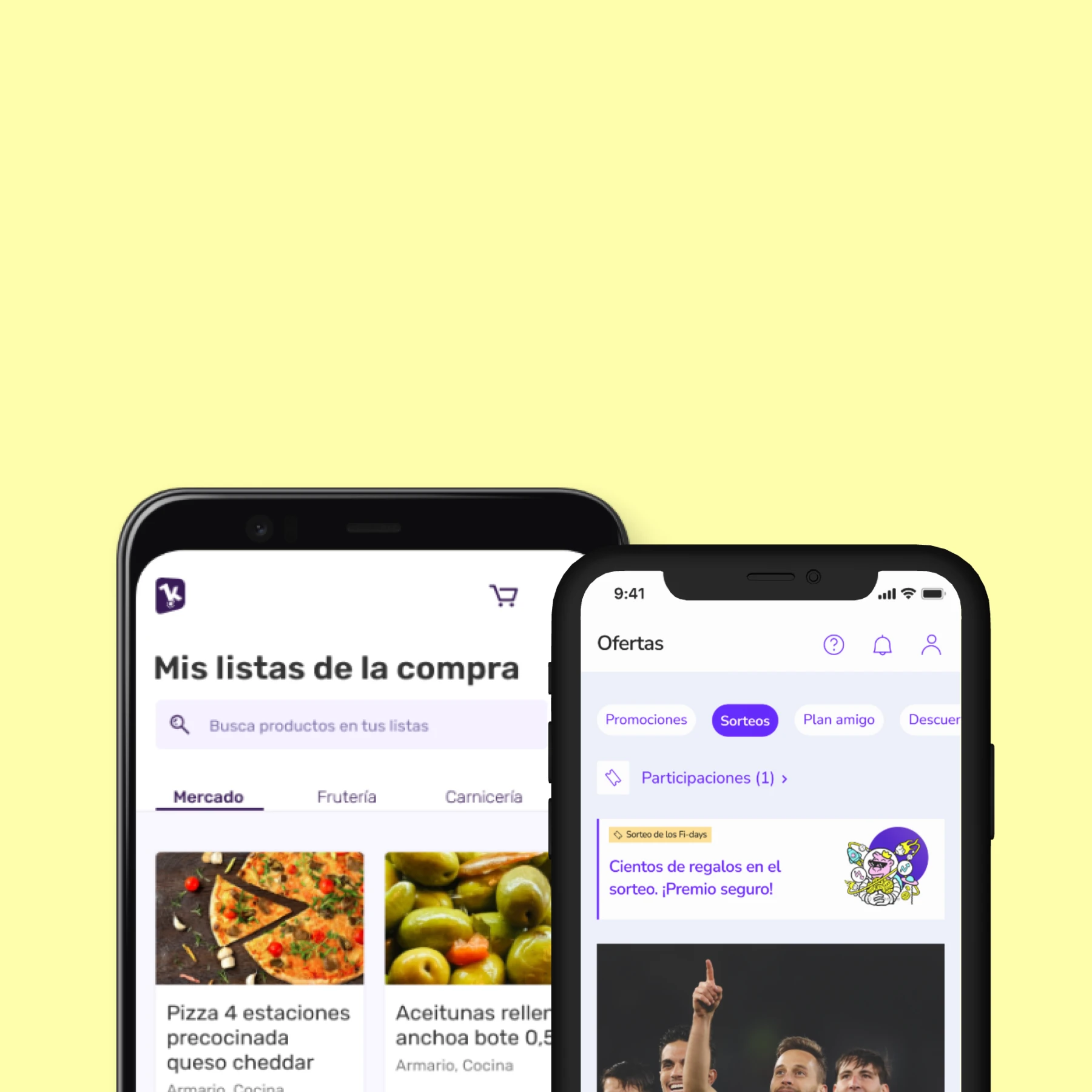 Ejemplo de dos diseños app. Una app de delivery de comida y la app de Finetwork