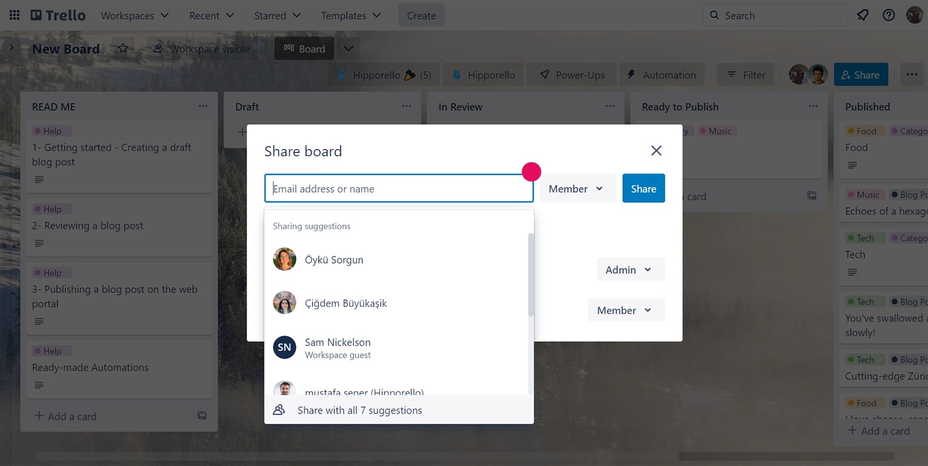 Sharing a Trello board with others