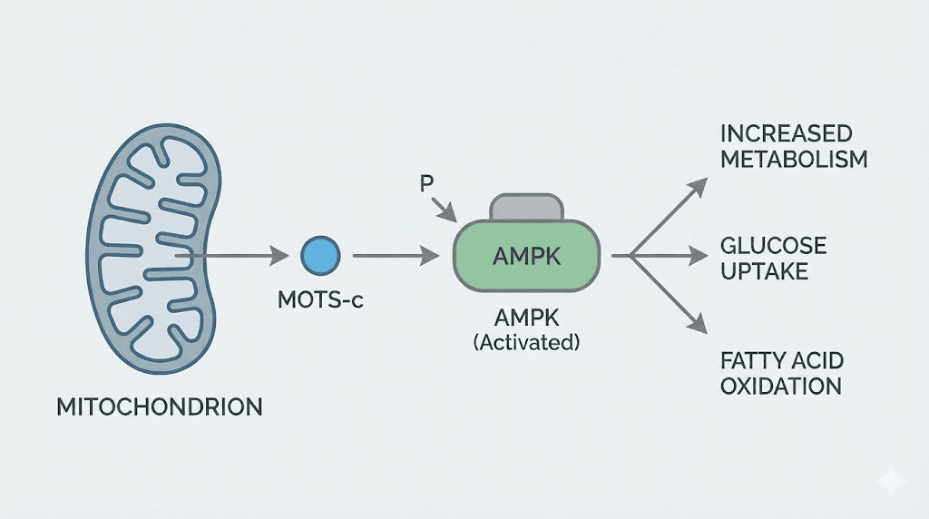 MOTS-c peptide mechanism activating AMPK for metabolic health