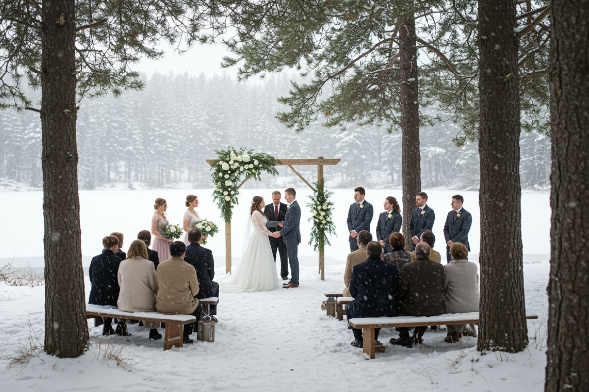 Outdoor wedding ceremony in Muskoka