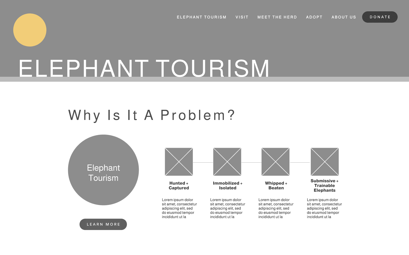 The initial design which places guidelines for responsible elephant encounters below the fold, making them less accessible to users.