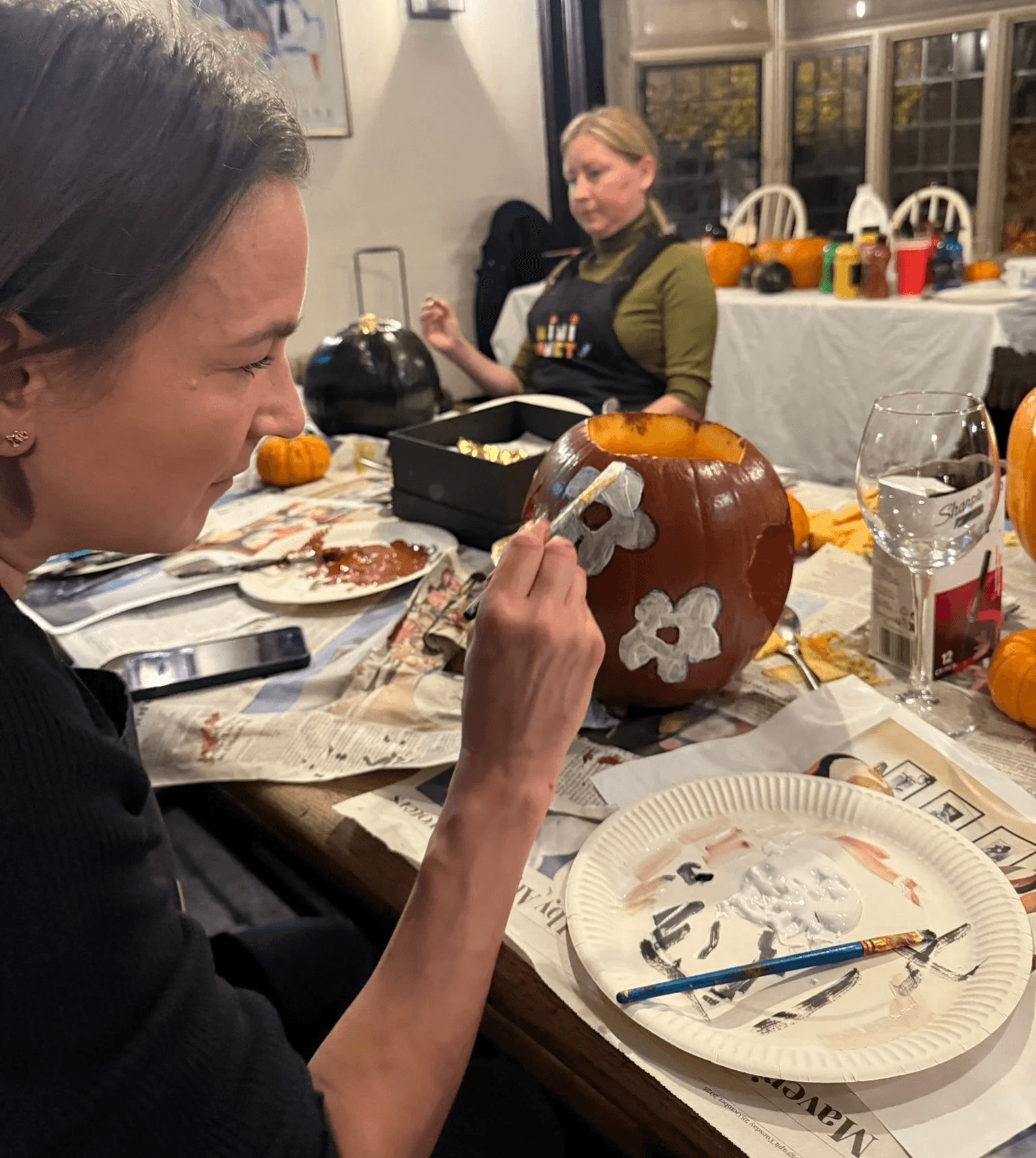 adult pumpkin painting and carving workshop at the Crown Hotel 
