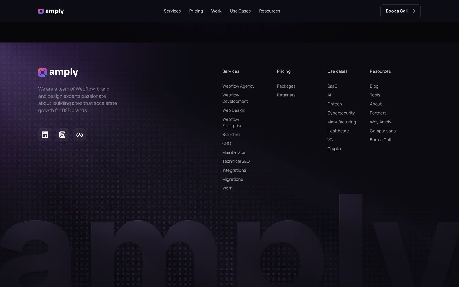 Amply Hero Footer section screenshot