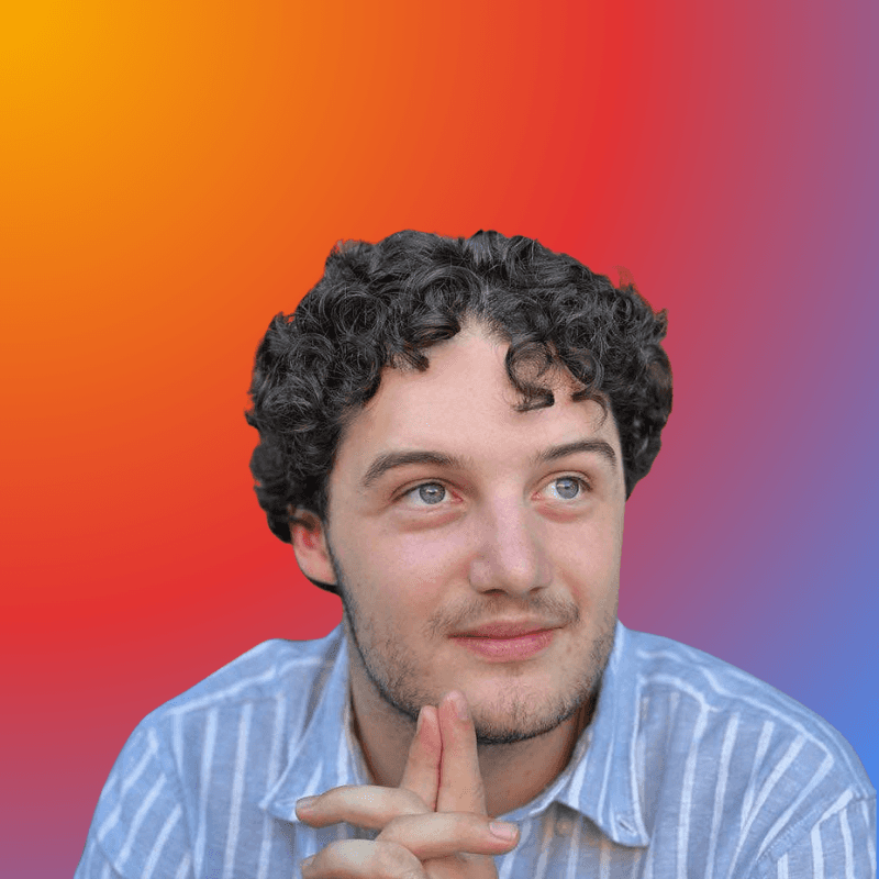 A cartoon character wearing a purple shirt and a red headband