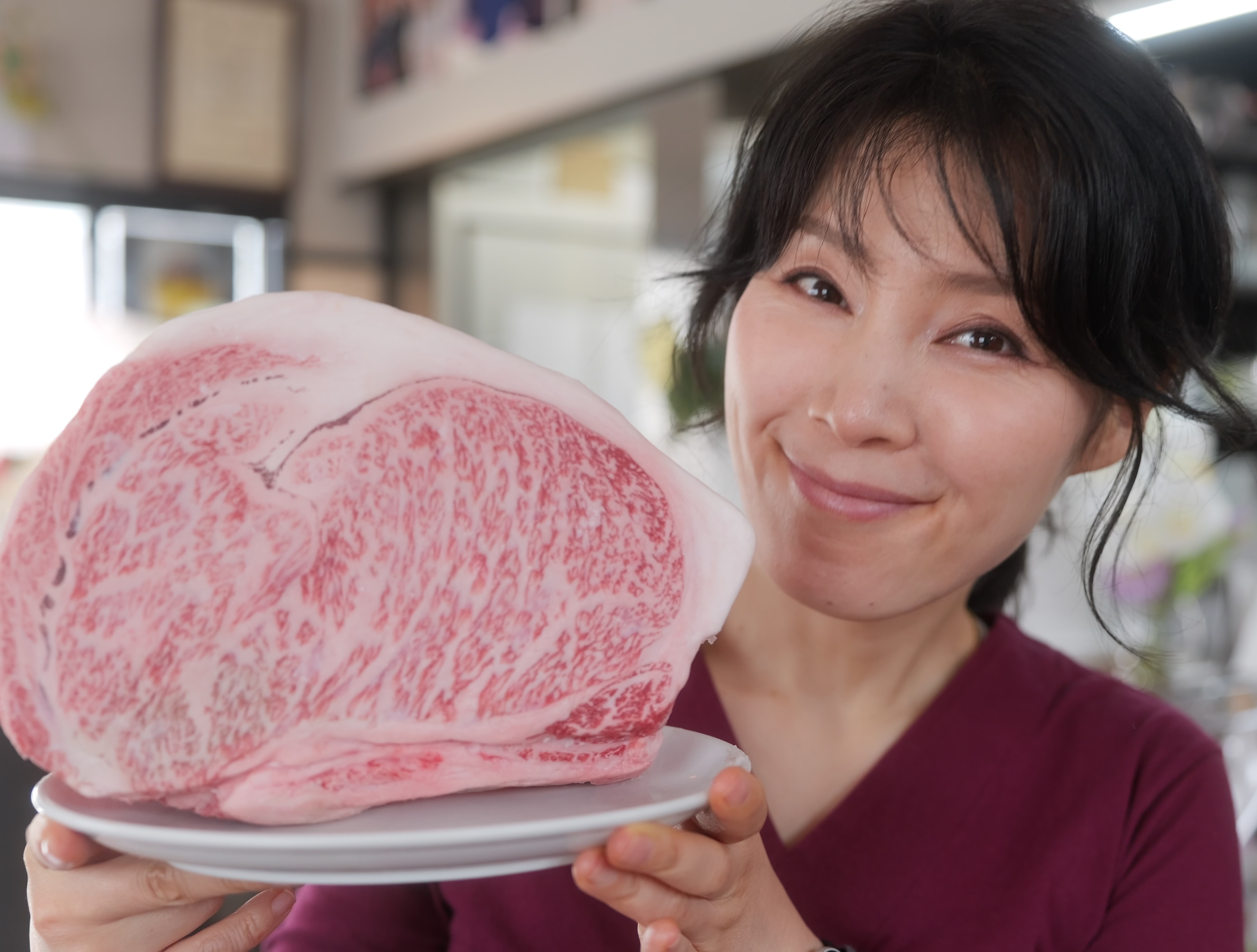 Mrs. Eats with large a5 Wagyu Plate