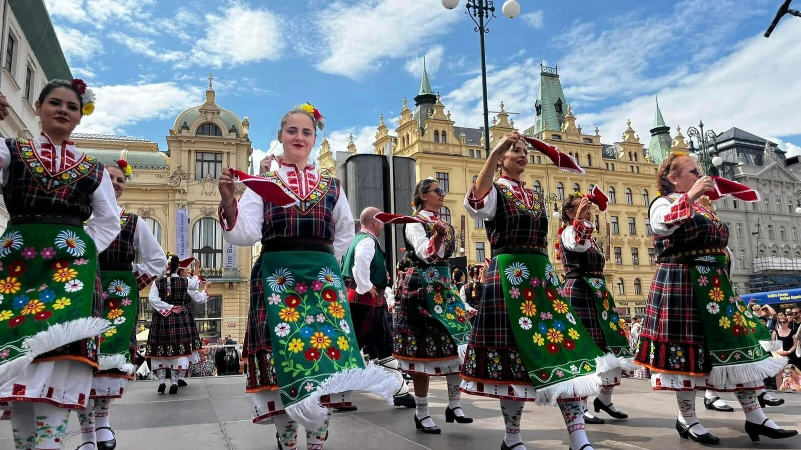 Folk dancers in traditional costumes