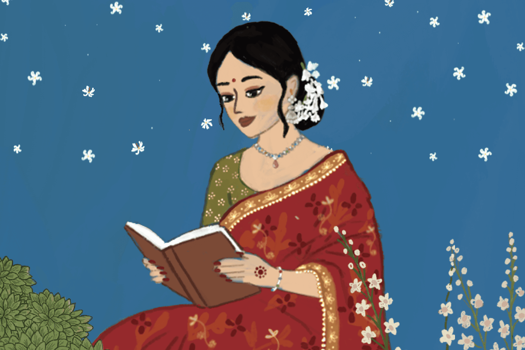 A person wearing layered gold necklaces, including a link chain and pendants, paired with thin gold rings.