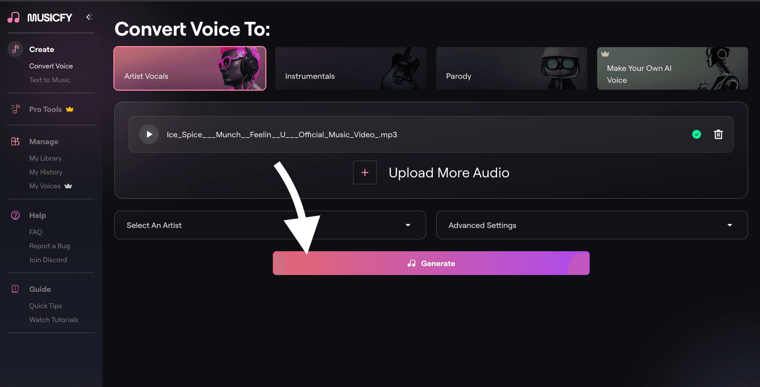 Musicfy's jschlatt ai voice generator