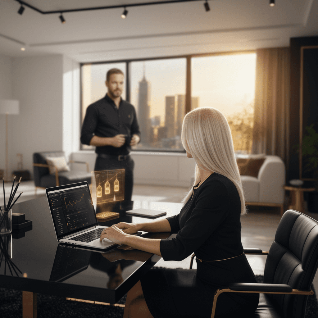 A two story house with a lot of windows and balconies