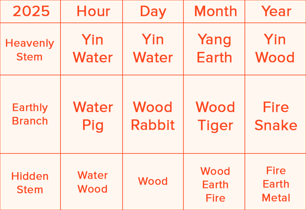 2025 Four Pillars Bazi Chart Feng Shui