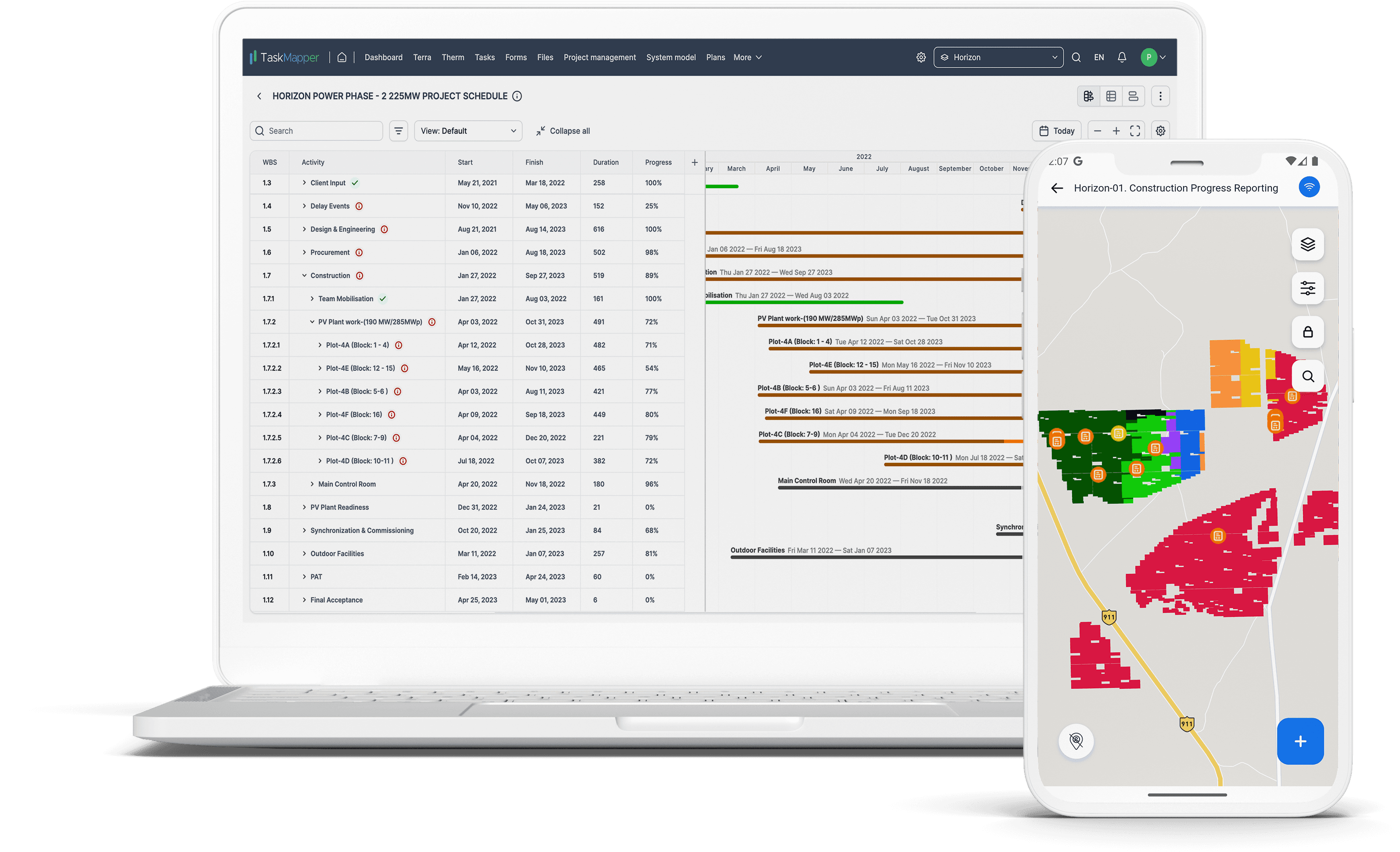 TaskMapper: Centralized construction project management with imported schedules, shared team views, real-time progress reporting