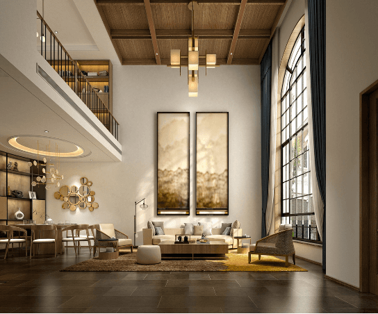 Warm light vintage living room