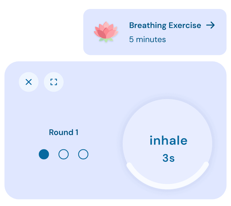 Image of in-chat meditation and guided breathing affordance.