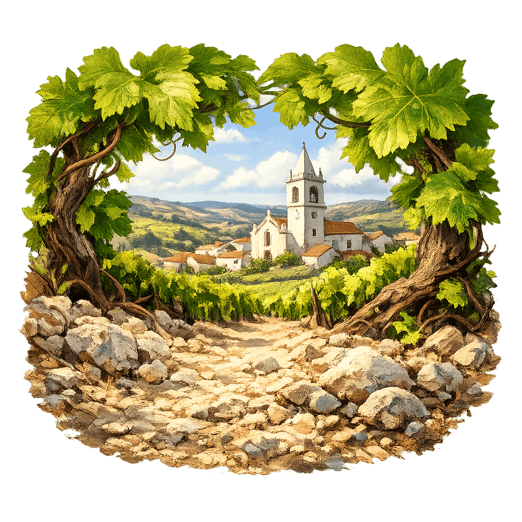 Detailed graphic of the Bucelas wine region.