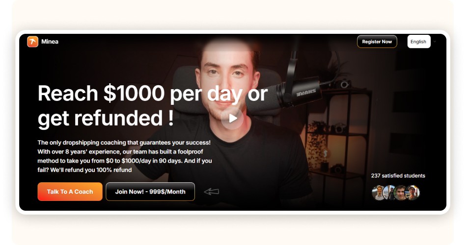 “Minea Coaching Club” screenshot