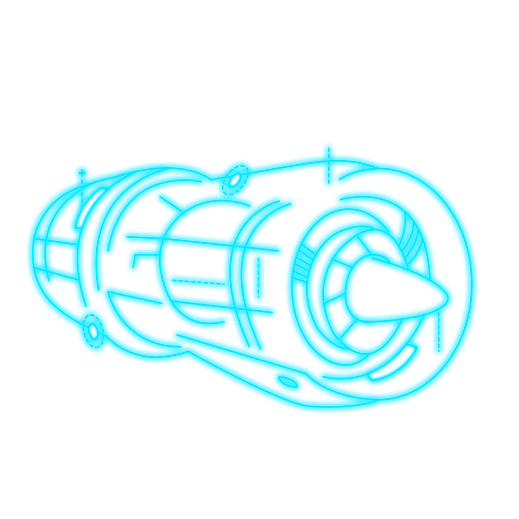 Jet engine with a digital holographic rendering around it