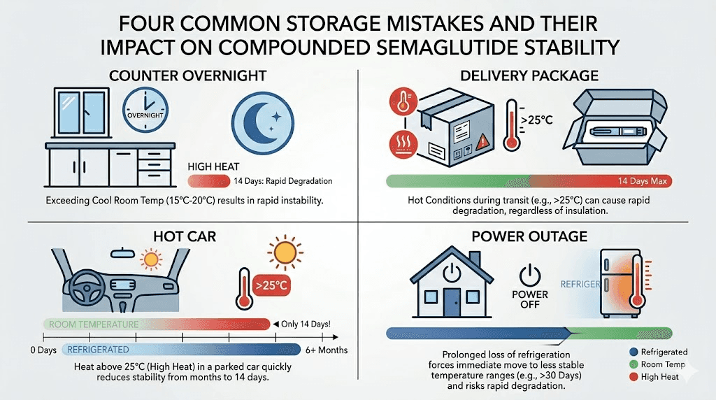 Four common compounded semaglutide storage mistake scenarios and solutions