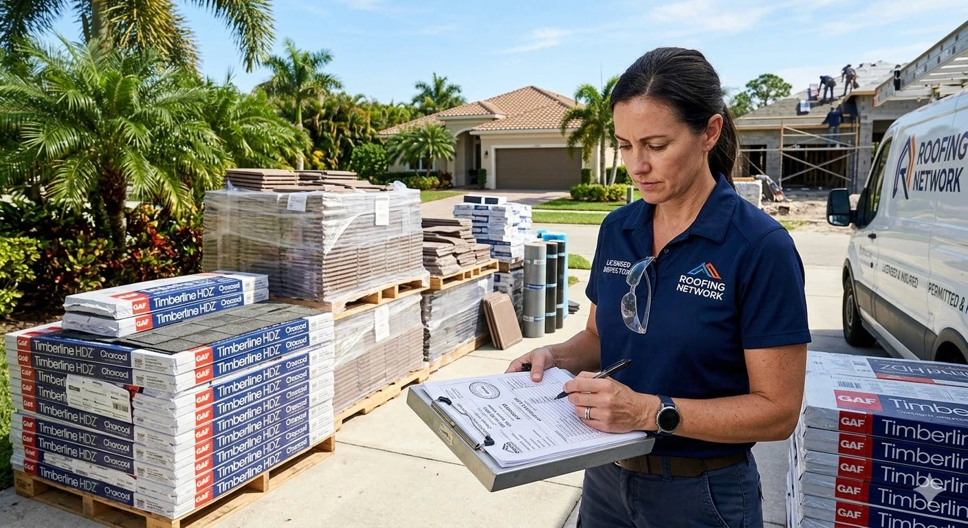 Roofing Network pulls permits and orders premium materials before any installation begins