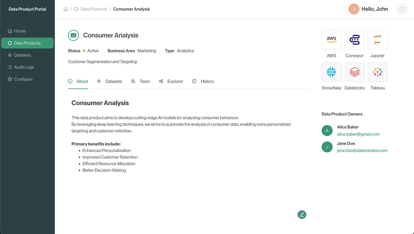Data product portal