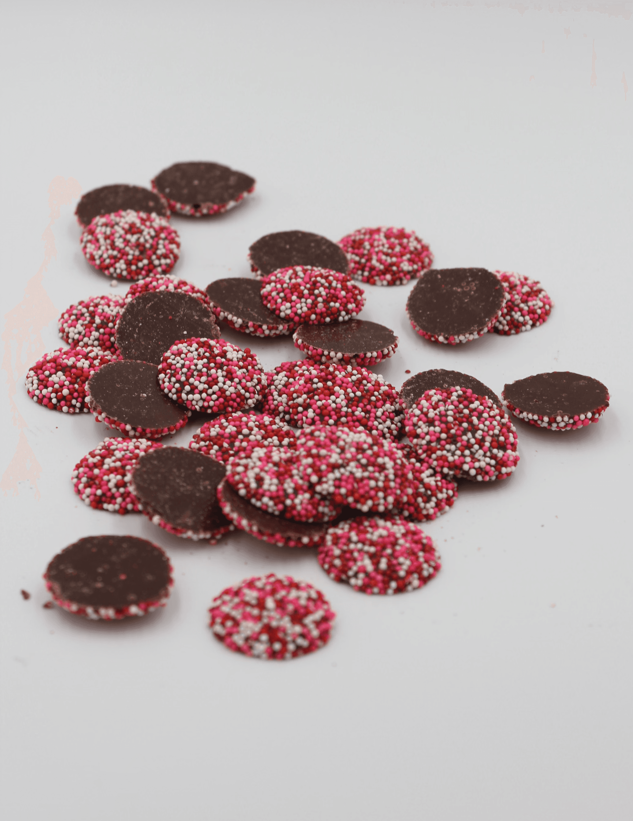 Chocolate pieces in bulk container