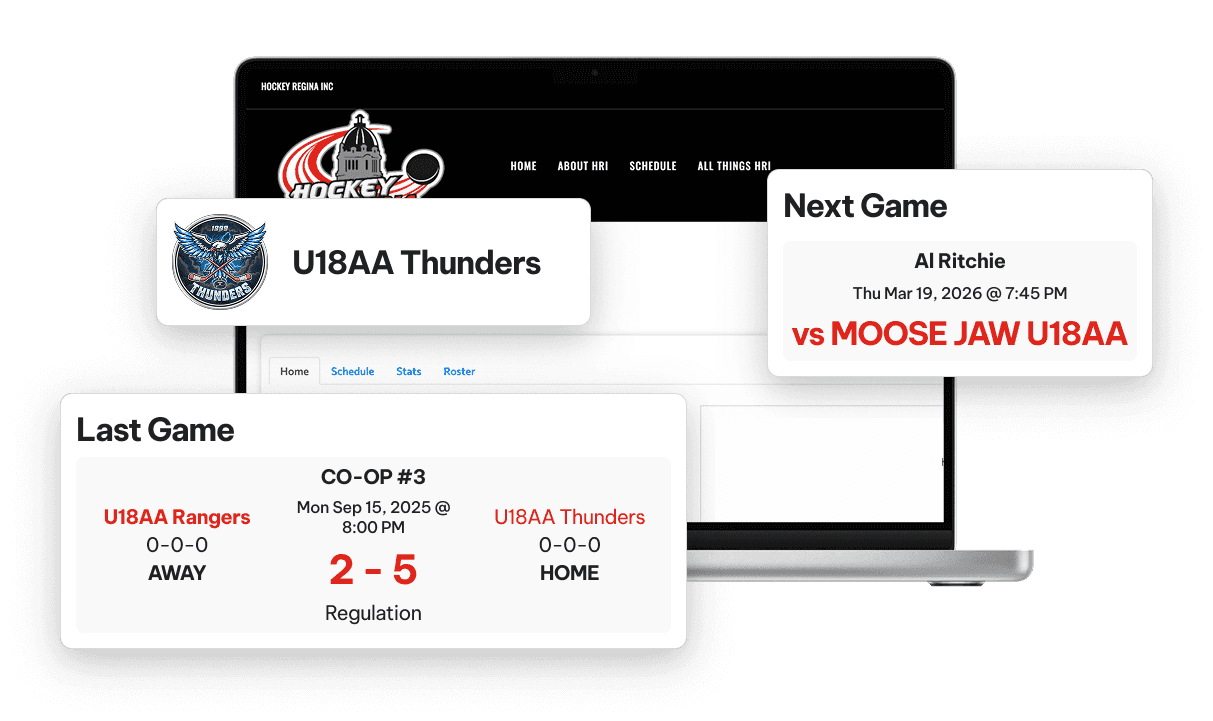 Hockey Website Builder Team Pages powered by TeamLinkt 