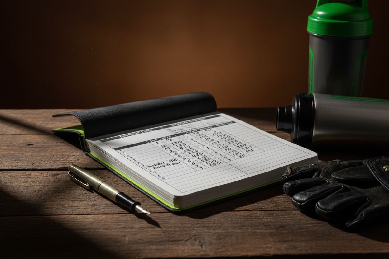 Workout log with sets, reps, and weight