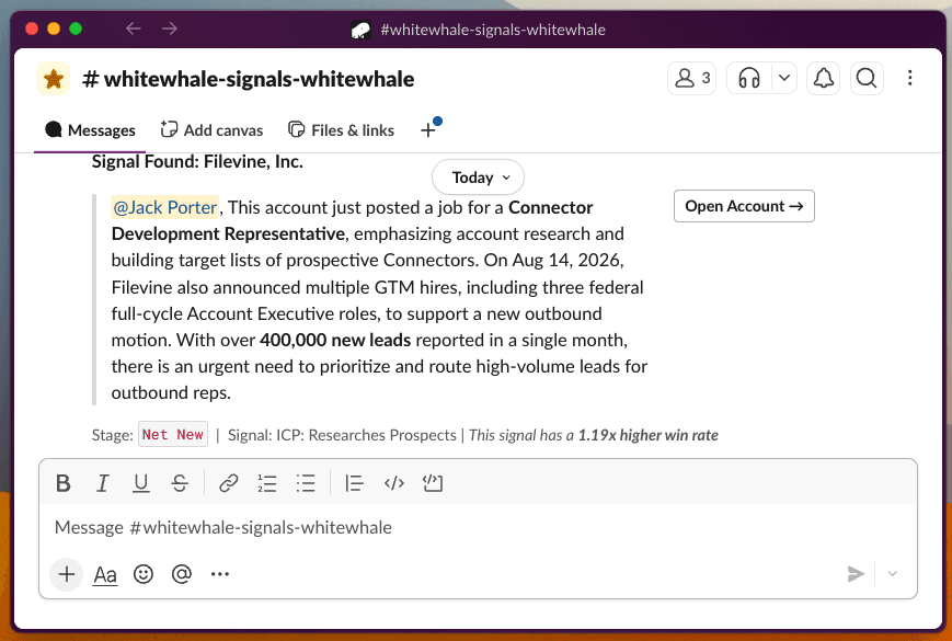 custom buying signal intent in slack