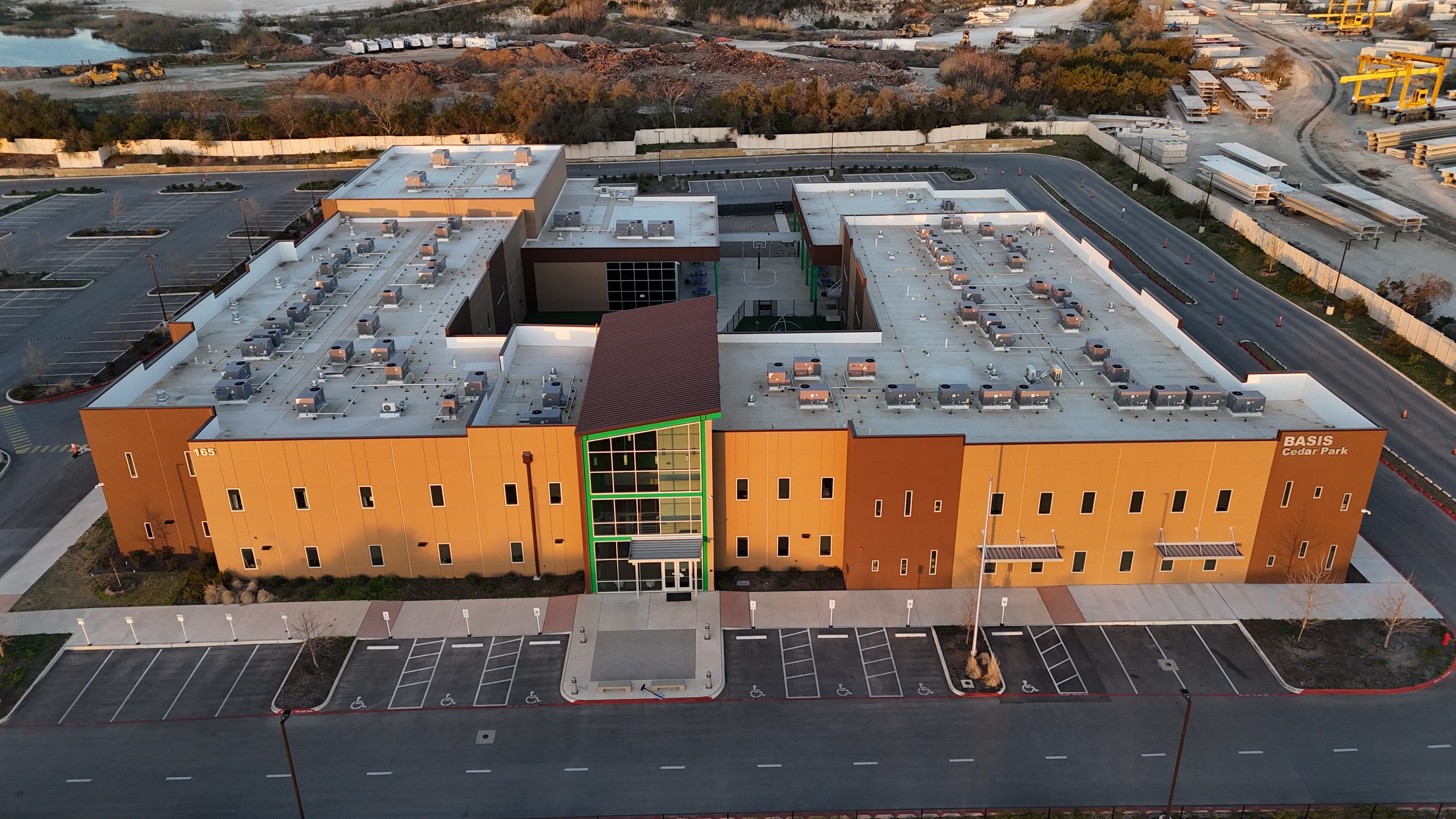 New roof construction school building