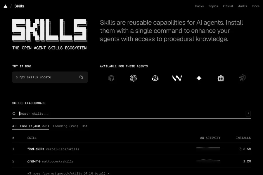 Skills website preview, captured September 18, 2026