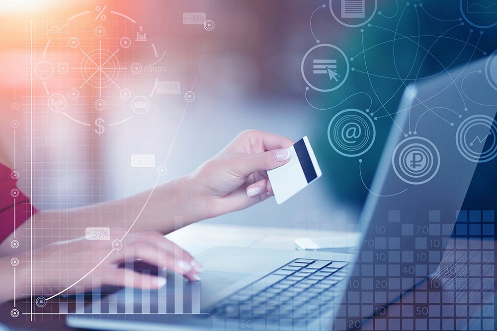 Green glass-metallic background with statistic cards