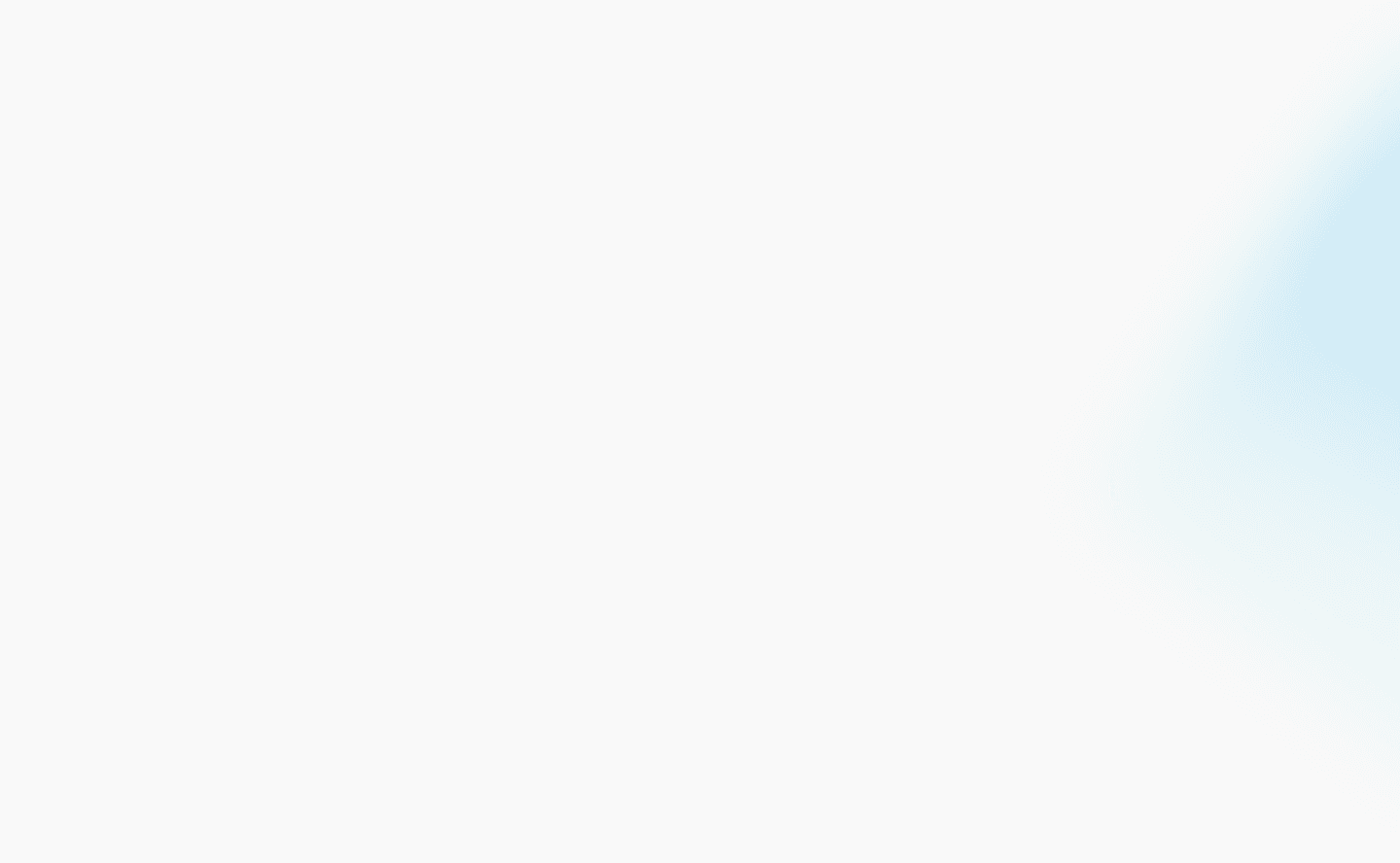 Light blue soft gradient shape on a white background.