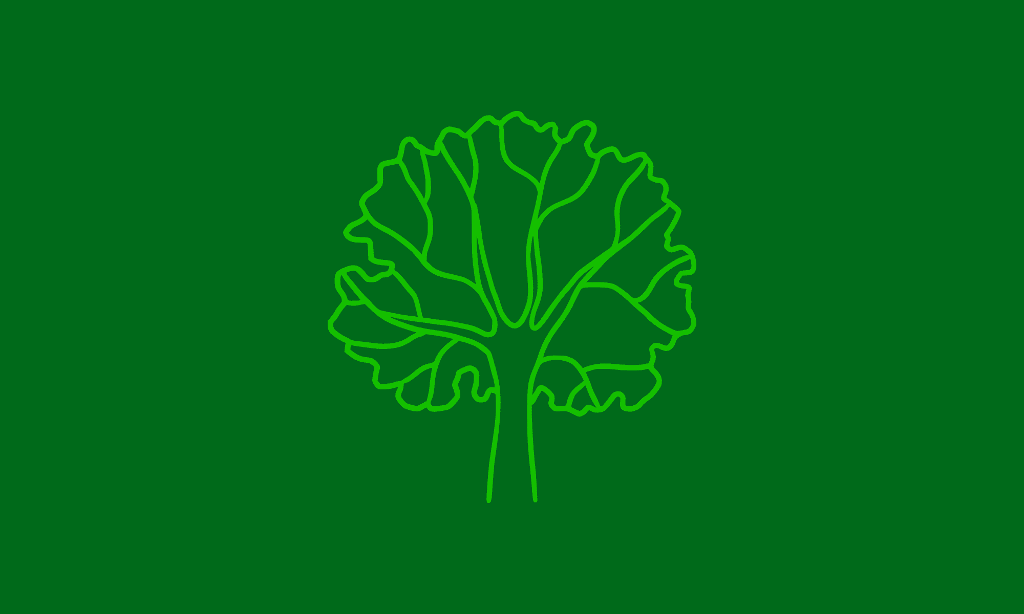 A minimalist green tree illustration on a solid green background, symbolizing sustainable forest growth related to timberland investment.