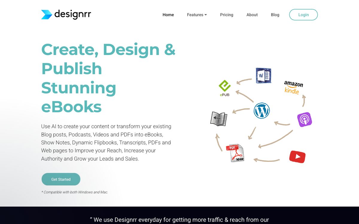 The Designrr home page