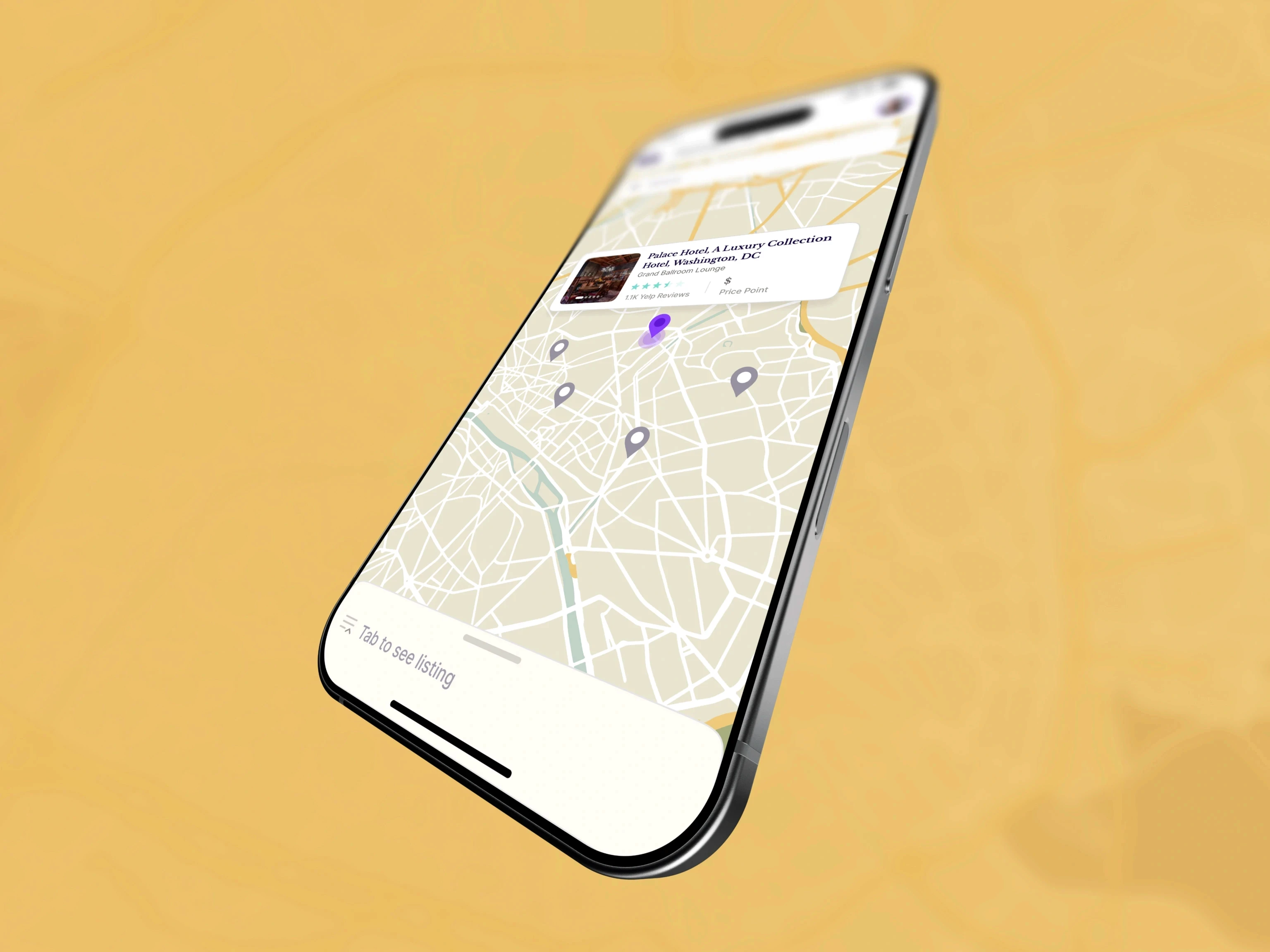 Revel Street venue discovery map on mobile