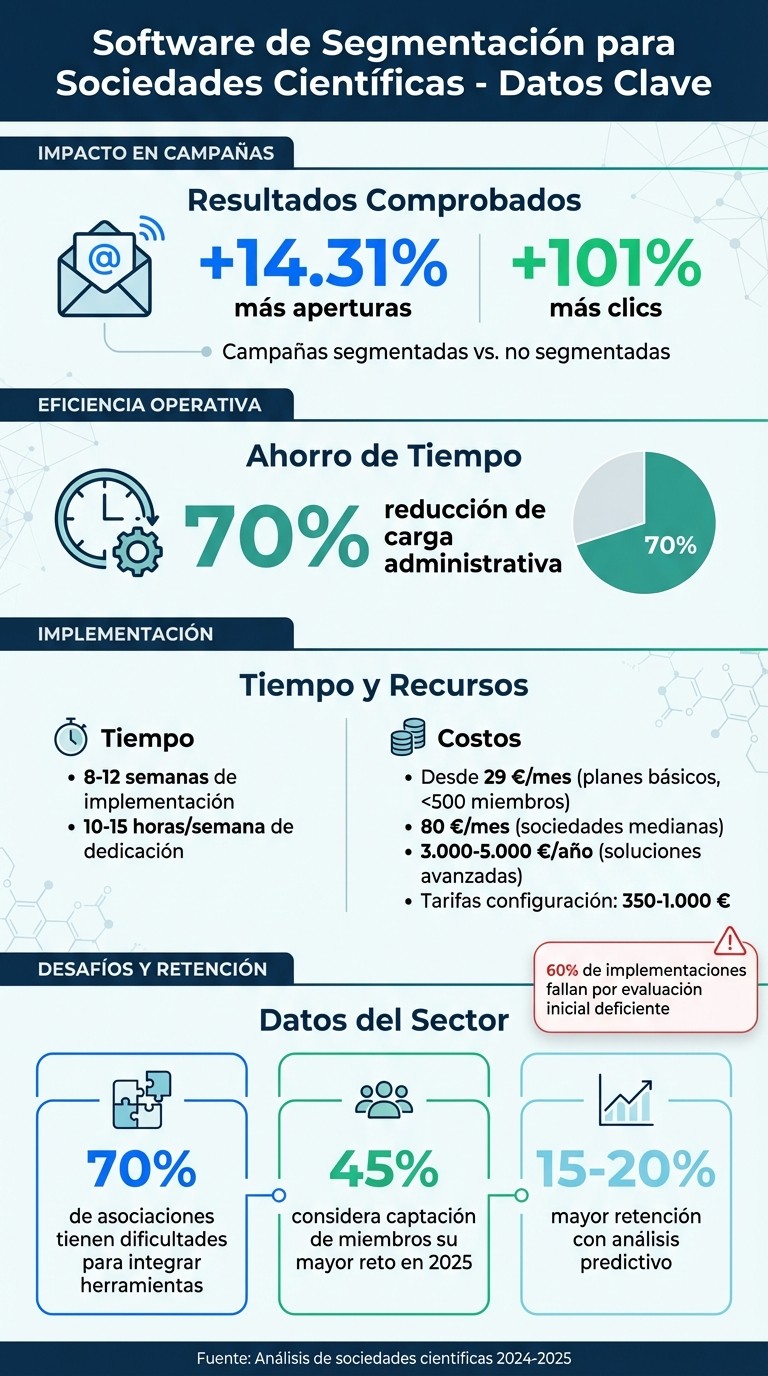 Estadísticas clave y beneficios del software de segmentación para sociedades científicas